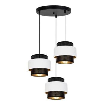 Csillár zsinóron NESS 3xE27/60W/230V á. 45 cm fekete/fehér  kép