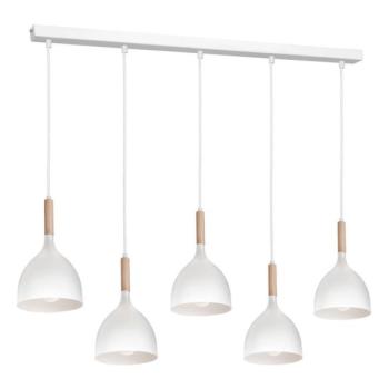  Csillár zsinóron NOAK 5xE27/15W/230V fehér/bükkfa  kép