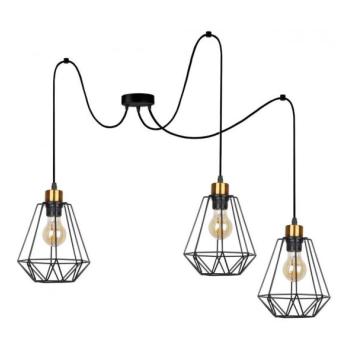  Csillár zsinóron PRIMO 3xE27/60W/230V pók fekete/arany  kép
