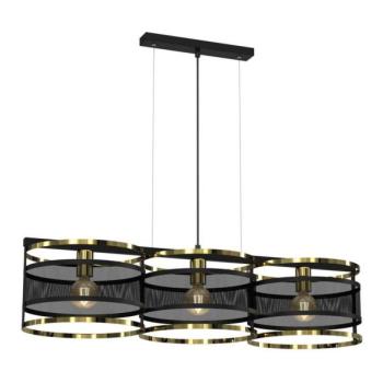  Csillár zsinóron RIM 3xE27/60W/230V fekete/arany  kép
