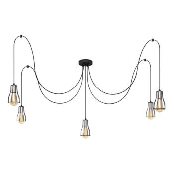  Csillár zsinóron TUBE 5xE27/15W/230V pók fekete/króm  kép