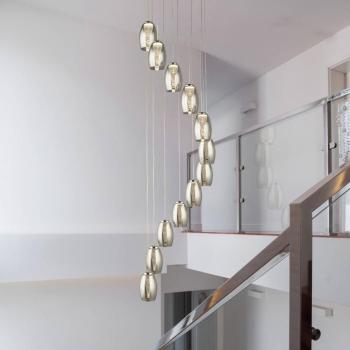 Cyclone LED-es függőlámpa, 12-es, füstszínű, üveg kép