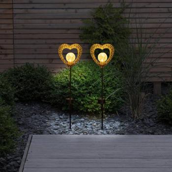 Deco napelemes világítás szív, földnyárs, LED, 2x kép