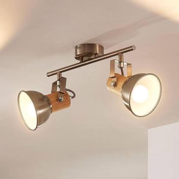 Dennis mennyezeti lámpa fával, 2-lámpás. kép