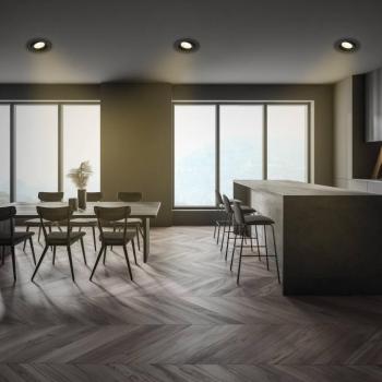 Desi LED-es süllyesztett lámpa, fekete, Ø9cm, be/ki, 3000K kép