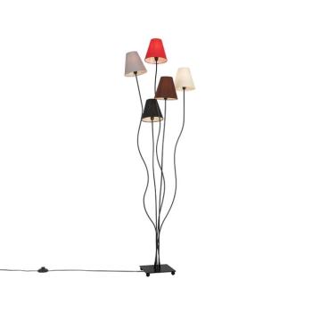 Design állólámpa fekete szövetbúrákkal 5-lámpás - Melis kép