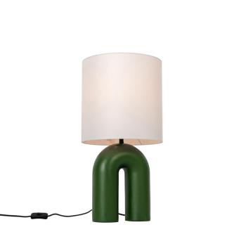Design asztali lámpa zöld fehér vászonbúrával - Lotti kép