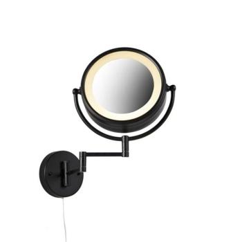Design fali tükör fekete, beépített LED-del, állítható, IP44, húzózsinórral - Vicino kép