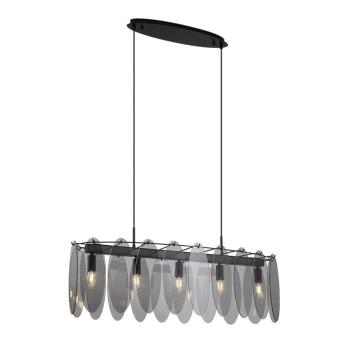 Design függőlámpa fekete füstüveggel ovális 5-lámpás - Mochan kép