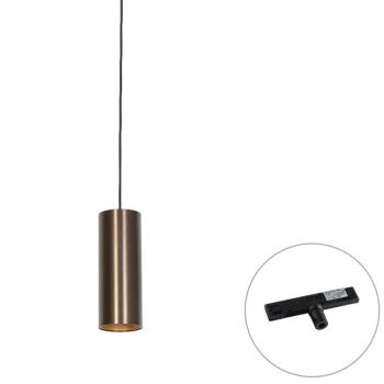 Design hanglamp donkerbrons incl. rail adapter 1-fase - Slimline Tubo kép