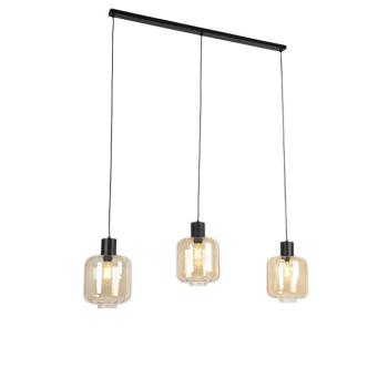 Design lógólámpa fekete borostyánüveggel, 3 lámpás, 161,5 cm - Qara kép