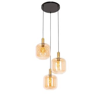 Design lógólámpa fekete rézzel és borostyánüveggel 3-lámpás - Zuzanna kép