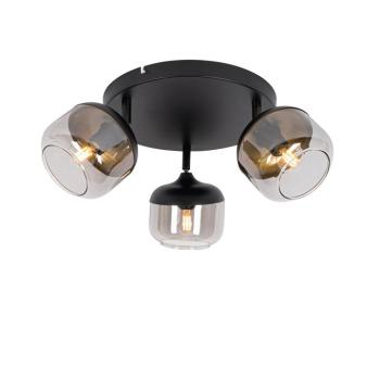 Design spotlámpa fekete arannyal és füstüveggel 3-lámpás kerek - Kyan kép