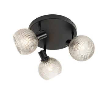 Design spotlámpa fekete füstüveggel 3-lámpás kerek - Chico kép