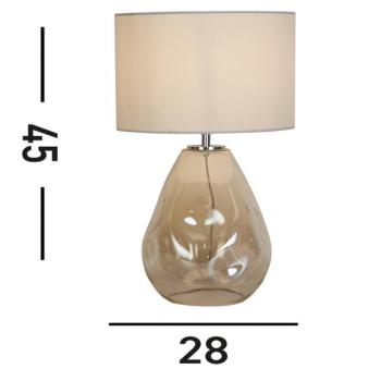 Devon asztali lámpa, fehér/krém, magasság 44,5 cm, textil/üveg kép
