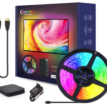 Digitális LED szalag szett HDMI BOX-szal , TV kép szinkronizáló funkcióval , RGB + IC (digitális) , 3.8m, WiFi/Bluetooth , TUYA , LEDISSIMO AMBIENT LIGHT kép