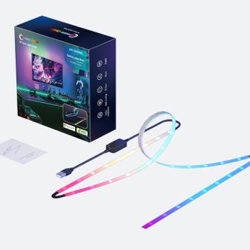 Digitális LED szalag szett , RGB  , TV képernyő követő funkcióval , dimmelhető , 2m , PC-hez csatlakoztatható , WIFI/Bluetooth , TUYA , LEDISSIMO AMBIENT LIGHT kép