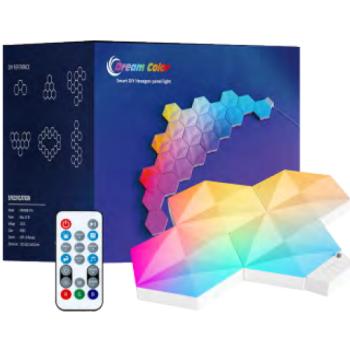 Digitális RGB HEXALED szett , 10 db-os , távirányítóval, USB , RGB + IC (digitális) , dimmelhető , WIFI/Bluetooth , TUYA , LEDISSIMO AMBIENT LIGHT kép