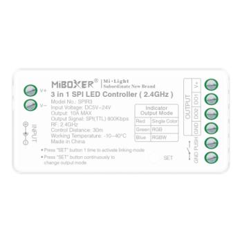 Digitális (SPI) LED szalag vezérlő (2.4GHz) futófényhez , 3in1 , 10A , monokróm/RGB /RGBW , Miboxer , SPIR3 kép