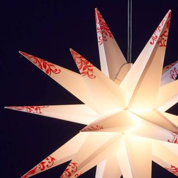 Díszcsillag kültérre - 18 ágú fehér-piros kép