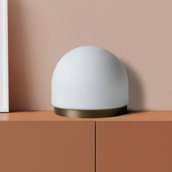 Domu asztali lámpa, Ø 20 cm, bronz/fehér, üveg, GX53 kép