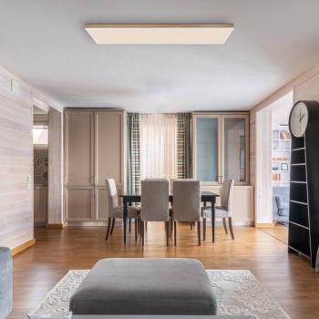 Doro LED mennyezeti lámpa, hossza 120 cm, sötét fa, fa, CCT kép