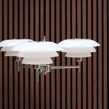 Dyberg Larsen csillár DL20, opál/króm, Ø 50 cm, 3-lámpás. kép