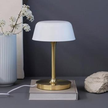 Dyberg Larsen Valencia asztali lámpa, fehér/réz, magasság 30 cm kép