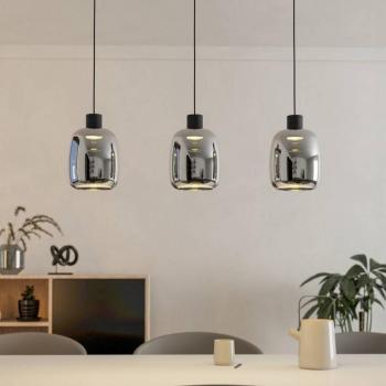 EGLO connect LED-es függőlámpa Molochio-Z, 3-lámpás, fekete, átlátszó kép