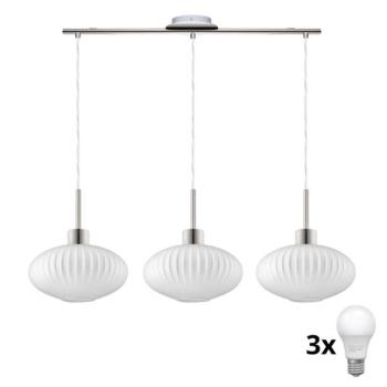 Eglo HARMA LED csillár kábelen 3xE27/60W/230V matt króm/fehér  kép
