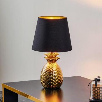 Előkelő kerámia lámpa Pineapple arany-fekete kép