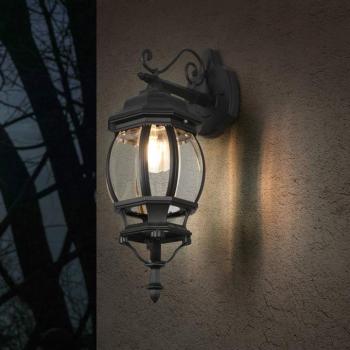 Elvo kültéri fali lámpa, alsó foglalat, matt fekete kép