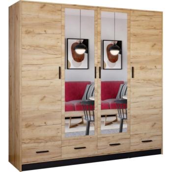 EMS Gardróbszekrény tükörrel SANNA 200x200 cm tölgy craft  kép
