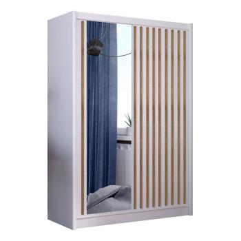 EMS Gardróbszekrény tükörrel SANTINO 150x215 cm fehér/craft tölgy  kép