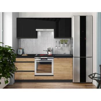 EMS Konyhabútor MARINA 180 cm Craft tölgy/fényes fekete  kép