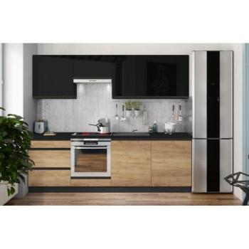 EMS MARINA 240 cm konyhablokk craft tölgy/fényes fekete  kép