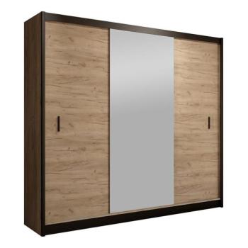 EMS MIRO gardróbszekrény tükörrel 203x215 cm, craft tölgy/fekete  kép