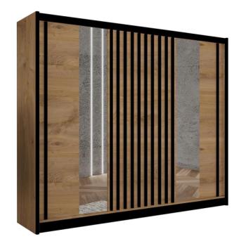 EMS SANTINO tükrös gardróbszekrény 250x215 cm craft tölgy/fekete  kép