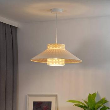 Euluna Cappello lógó világítás, bézs, természetes rattan, Ø 45 cm kép