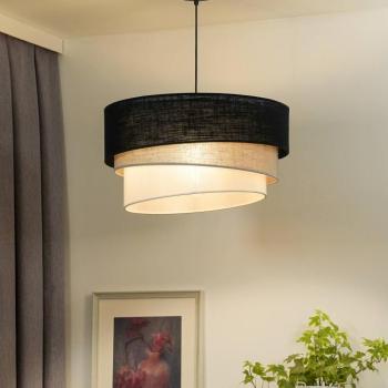 Euluna lógó világítás Trio, fekete/szürke/fehér, textil, Ø 45 cm kép
