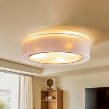 Euluna Tibu mennyezeti lámpa, textil, Ø50cm, földszínű kép