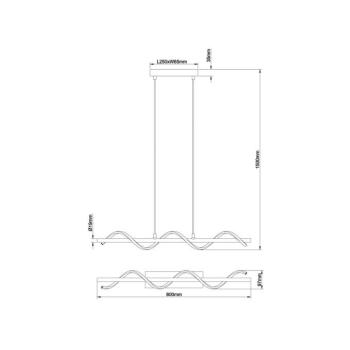 Eunice LED függőlámpa, 80 cm hosszú, fekete, fém kép