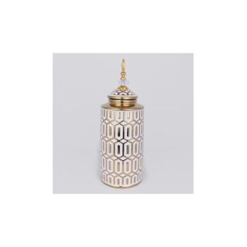 Eurolamp Kerámia tégely 45,7x16,9 cm arany/fehér  kép