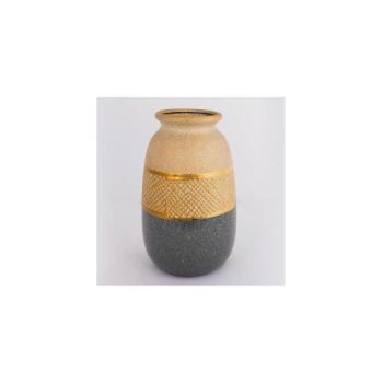 Eurolamp Kerámia váza 25,5x15,5 cm arany/szürke  kép