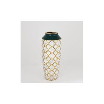 Eurolamp Kerámia váza 31x12,5 cm fehér/arany/zöld  kép