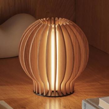 EVA Solo LED-es újratölthető asztali lámpa Radiant, világos fa, Ø 14cm, USB kép