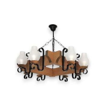 Exodus Lighting Srl Csillár láncon QUEEN 8xE14/40W/230V bükkfa  kép