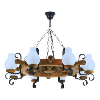 Exodus Lighting Srl Csillár láncon TIMONA 8xE14/40W/230V bükkfa  kép
