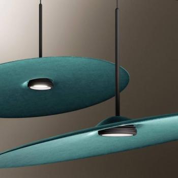 Fabbian LED-es függőlámpa Acustica, kék-zöld, 3000K, DALI kép
