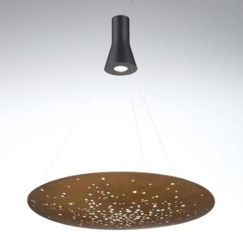 Fabbian Lens LED függő lámpa Ø 90 cm rozsda kép